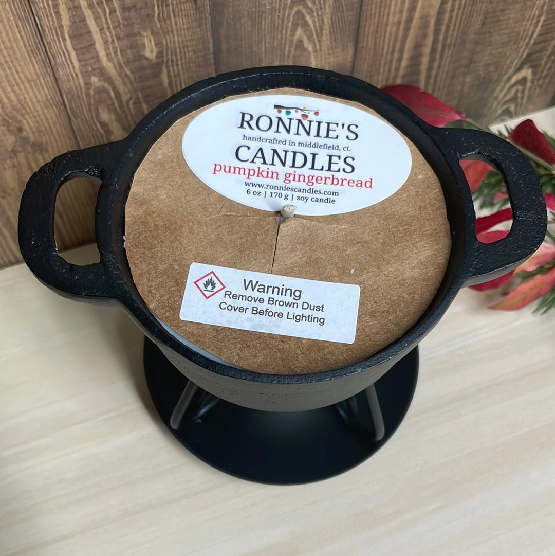 2 In 1 (6) oz Soy Candle/Black Cast Iron Dutch Oven Wax Warmer