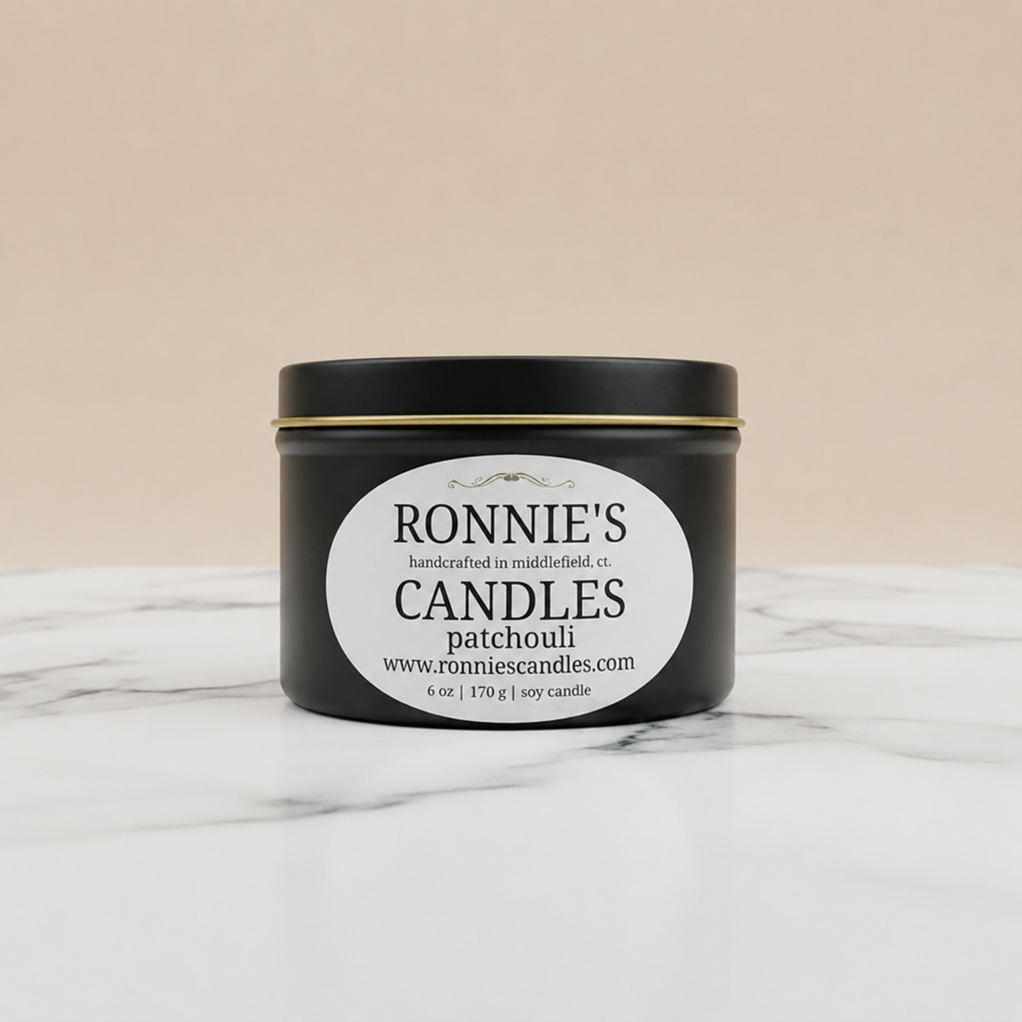 Natural soy candle infused with soothing patchouli fragrance, perfect for a calming ambiance and eco-friendly living.