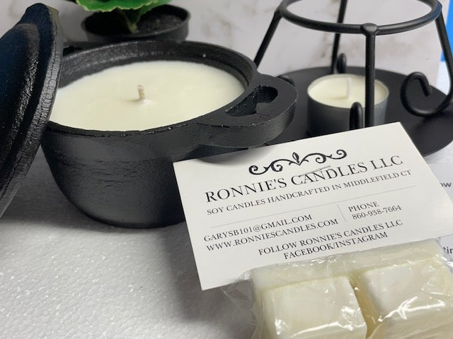 2 In 1 (6) oz Soy Candle/Black Cast Iron Dutch Oven Wax Warmer