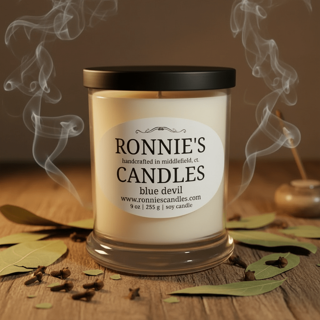 Luxury soy candle with earthy and spicy aroma, crafted from sustainable wax for eco-friendly elegance