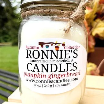 Cozy autumn favorite soy candle with pumpkin and gingerbread scents for a warm, inviting home atmosphere