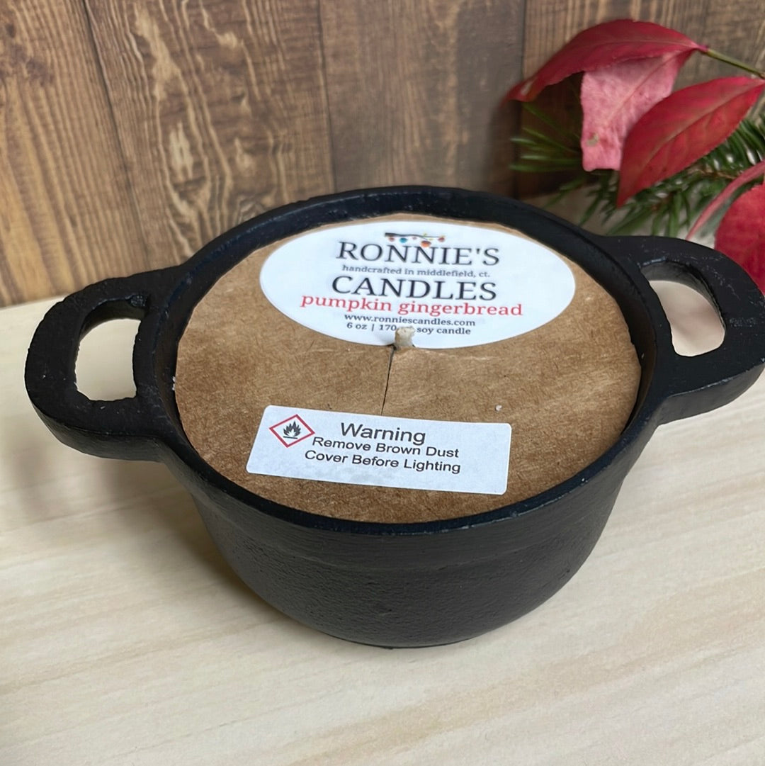 2 In 1 (6) oz Soy Candle/Black Cast Iron Dutch Oven Wax Warmer
