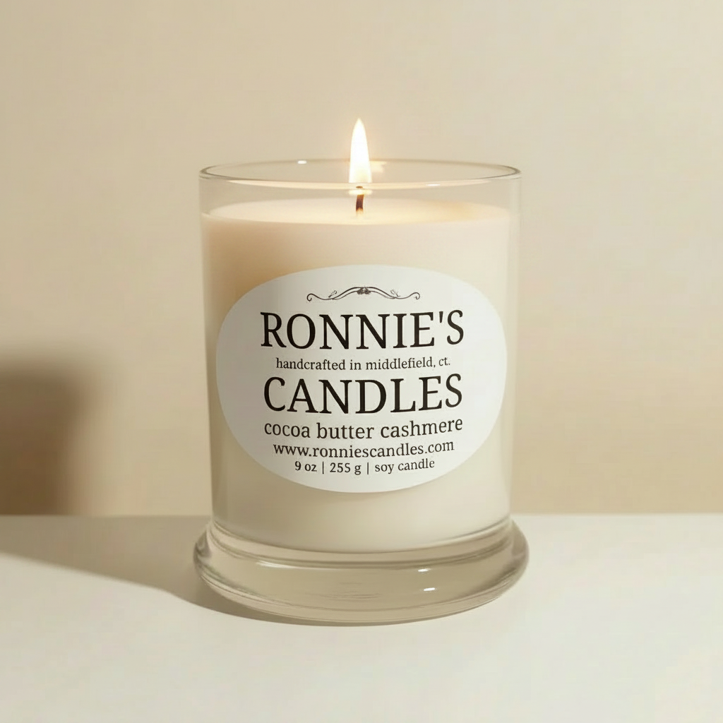 Luxurious cocoa butter and soft cashmere blend in eco-friendly products, highlighting sustainable comfort and quality candles.