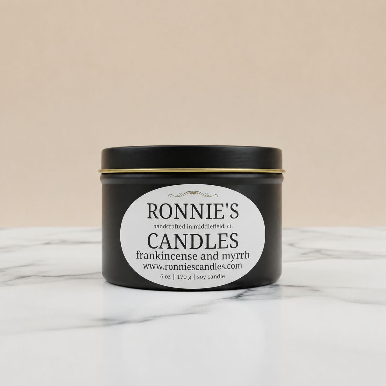 Frankincense and Myrrh soy candle emitting a soothing scent for relaxation and ambiance