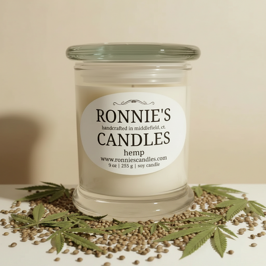 Eco-friendly hemp and soy candles with an earthy scent, perfect for sustainable home ambiance