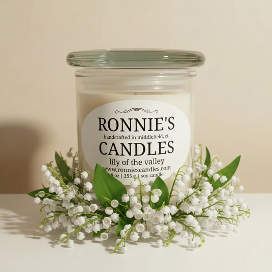 Lily of the Valley soy candle with floral fragrance and low melt point for enhanced aromatic experience