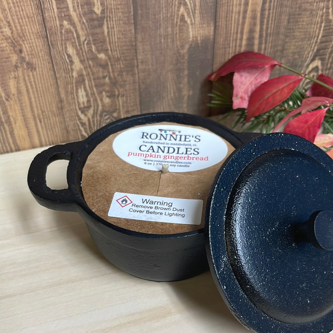 2 In 1 (6) oz Soy Candle/Black Cast Iron Dutch Oven Wax Warmer