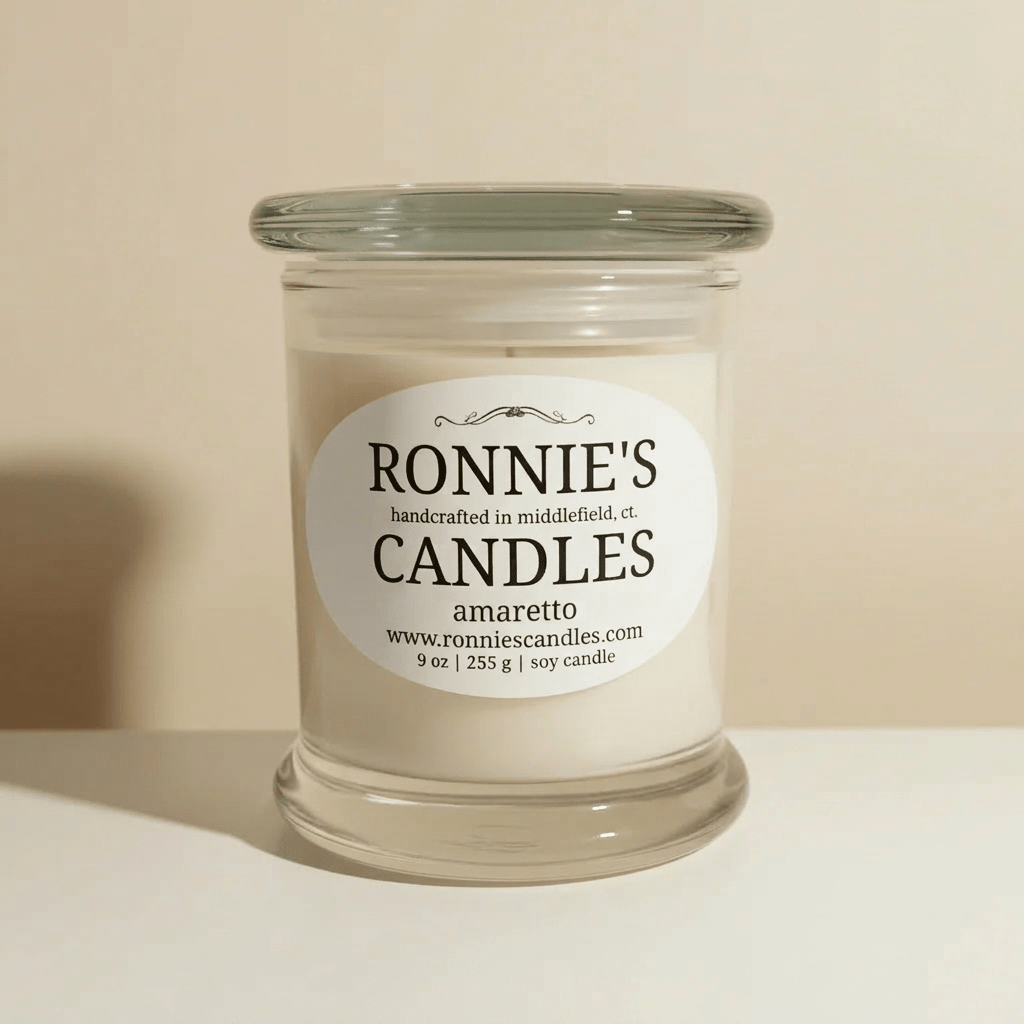 Handcrafted Amaretto soy candles offering a natural, aromatic ambiance perfect for home decor and relaxation