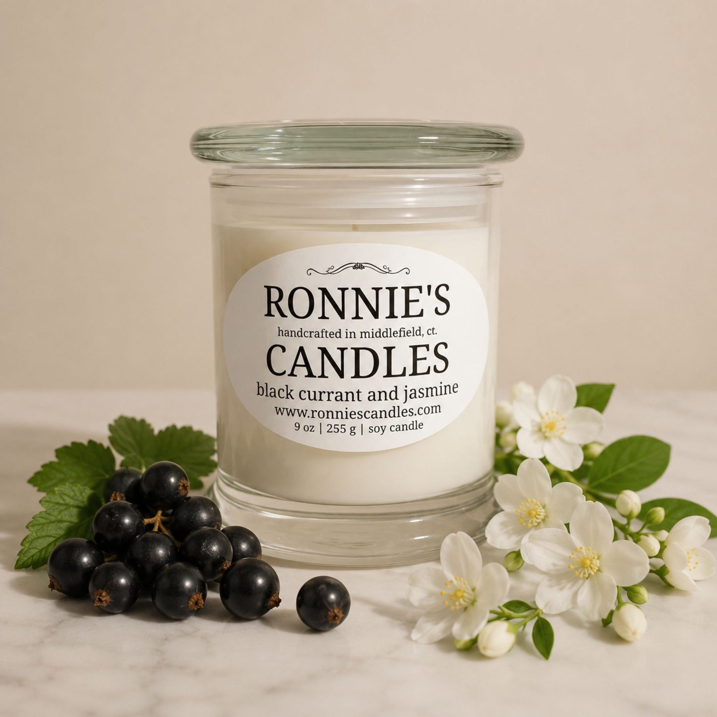 Black Currant and Jasmine 100% Soy Candle