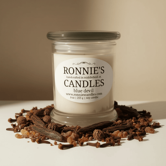 Luxury soy candle with earthy and spicy aroma, crafted from sustainable wax for eco-friendly elegance