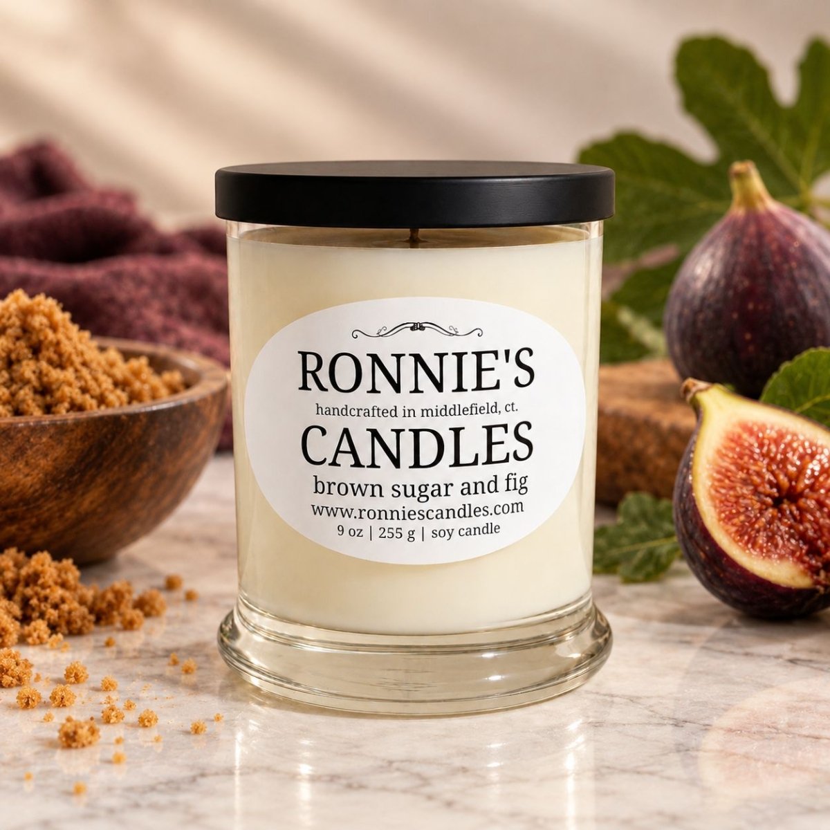 Brown Sugar and Fig 100% Soy Candle - Ronnie's Candles LLC