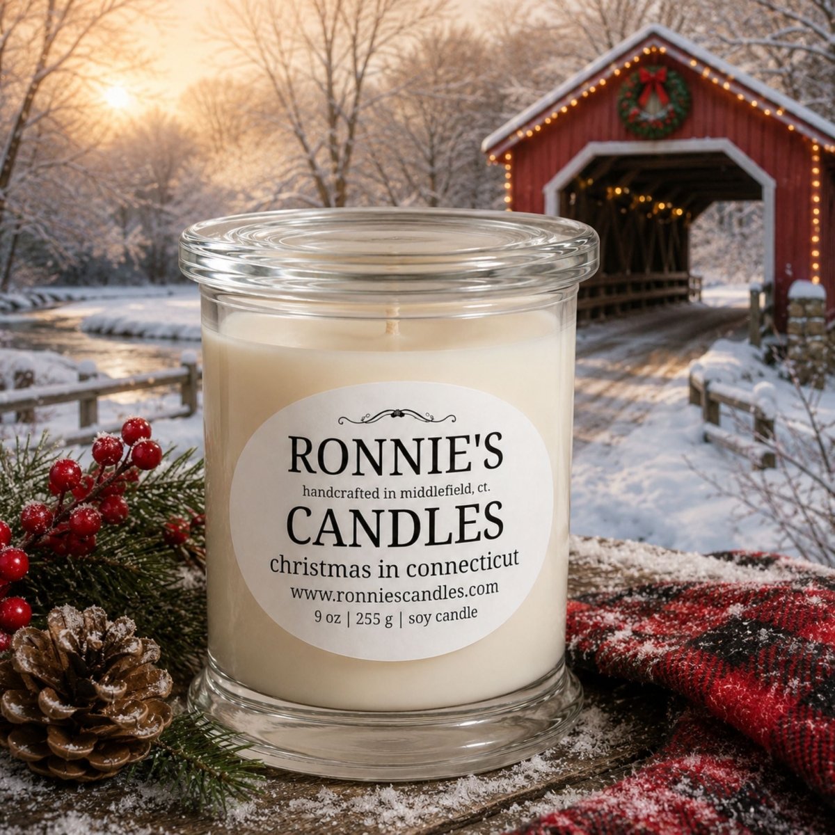 Christmas in Connecticut 100% Soy Candle - Ronnie's Candles LLC