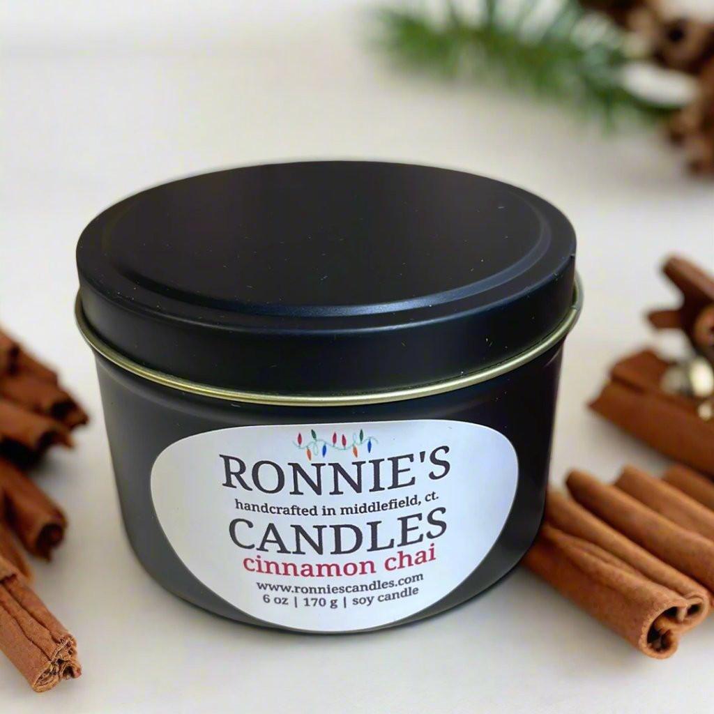 Cozy cinnamon chai clean burning candles creating warm and inviting ambiance