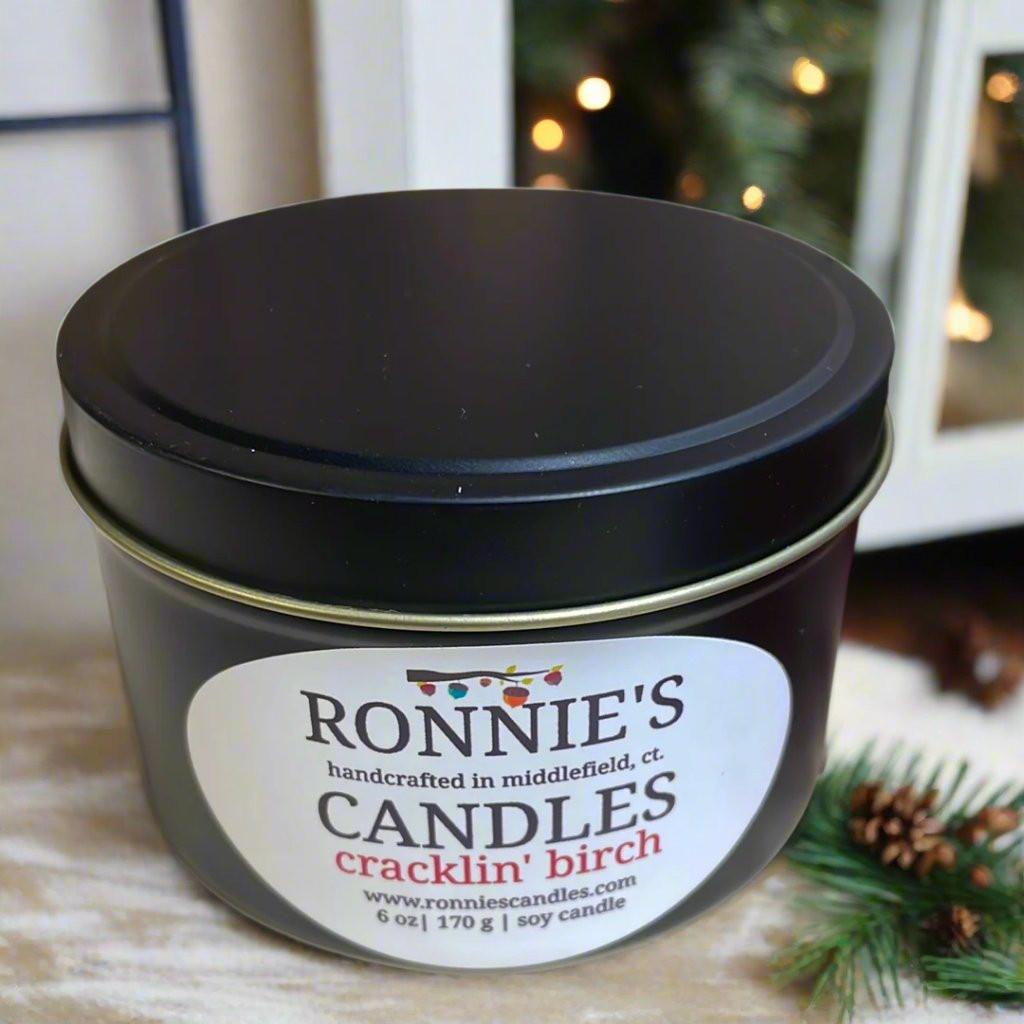 Cracklin' Birch soy candle emitting earthy and smokey aromas, perfect for a cozy ambiance