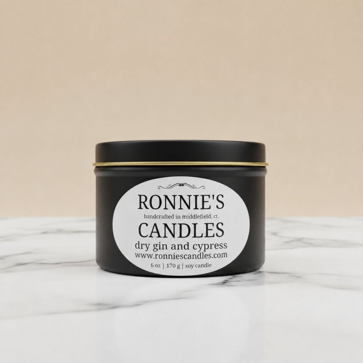 Dry Gin and Cypress 100% Soy Candle - Ronnie's Candles LLC