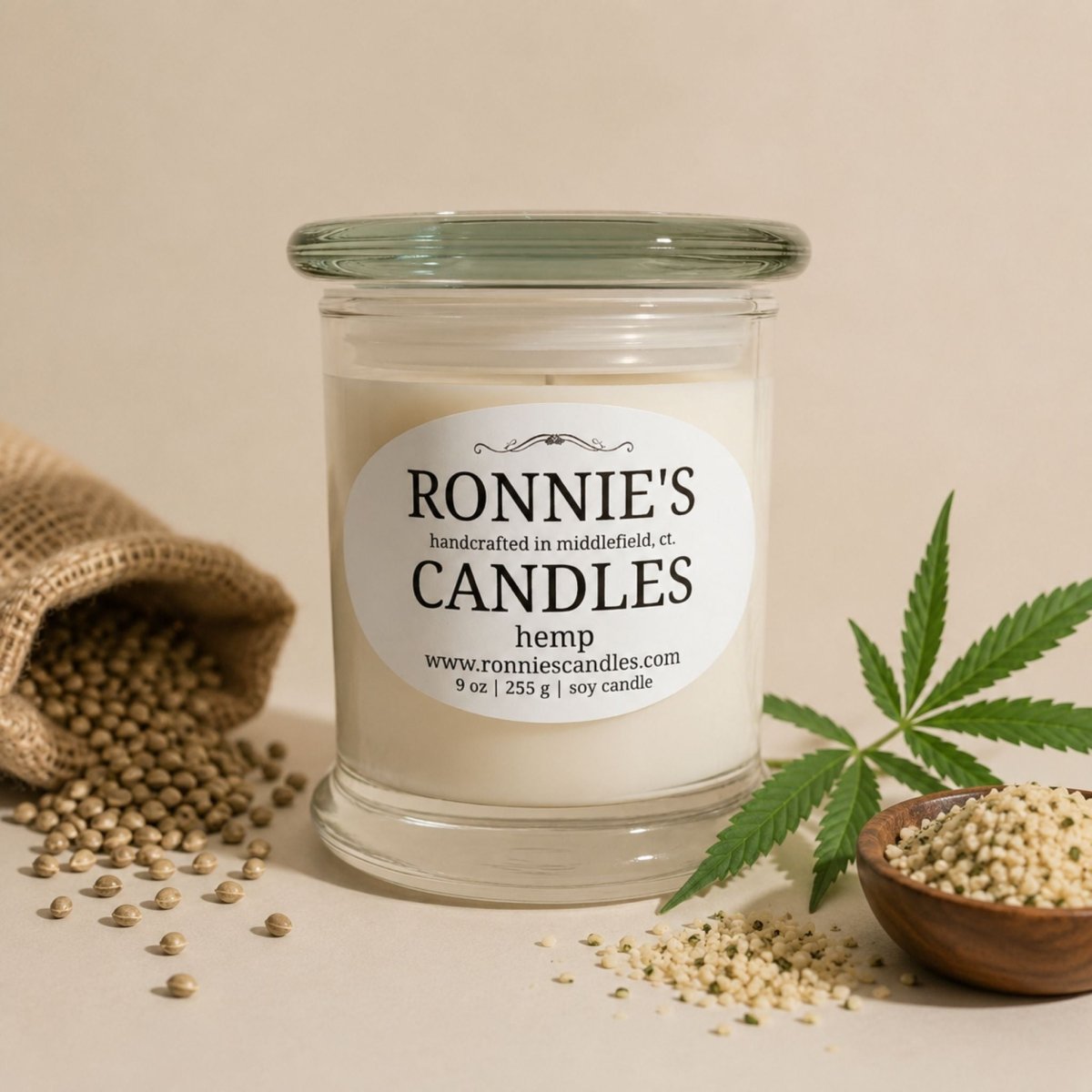 Hemp 100% Soy Candle - Ronnie's Candles LLC