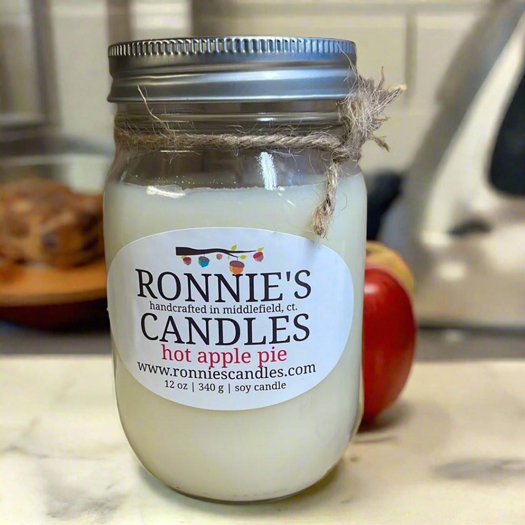 Apple pie soy candle emitting aroma of fresh baked pie and apple candle for cozy ambiance