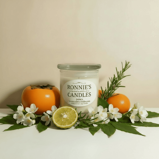 James soy candle with masculine scent, perfect handcrafted soy candle for a masculine vibe