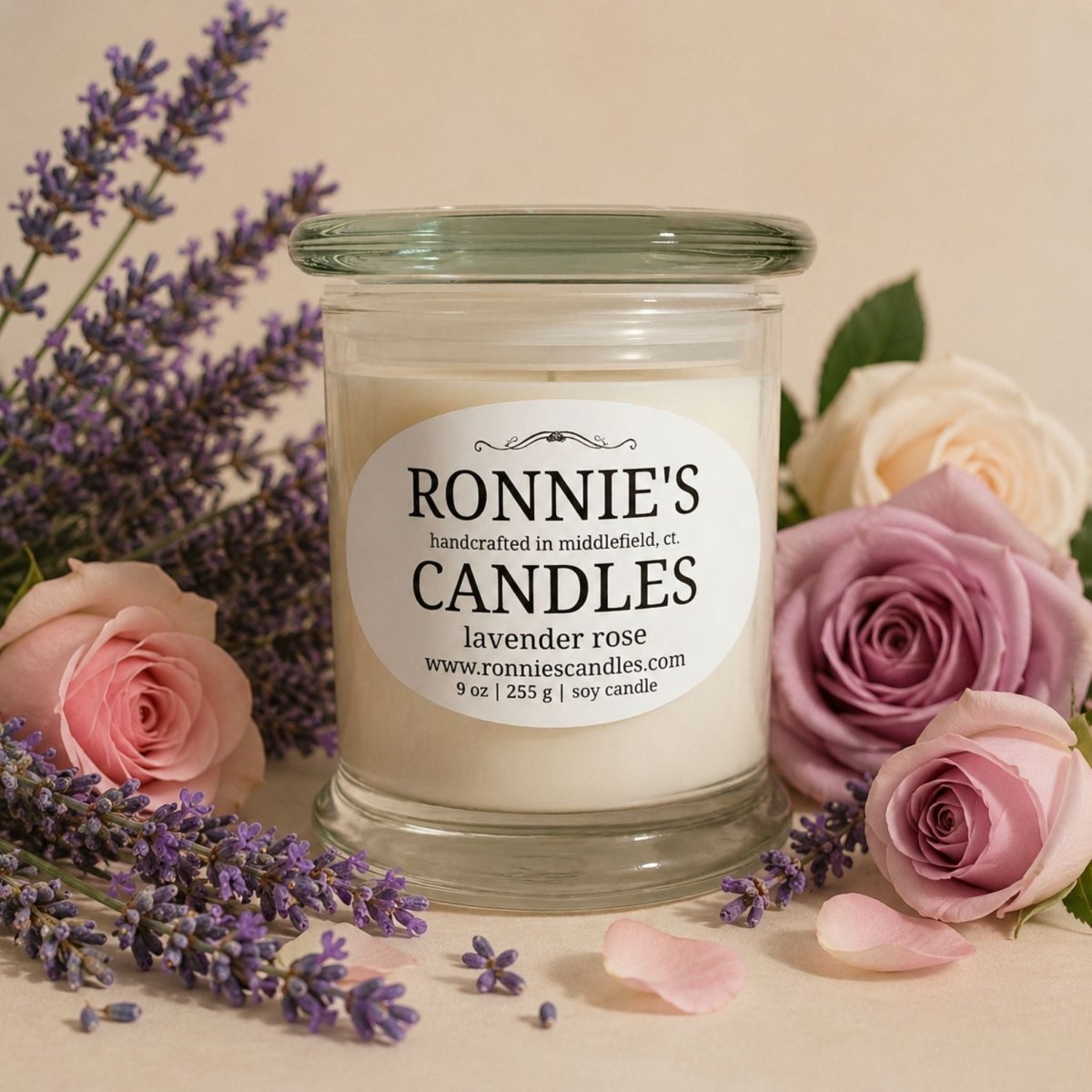 Lavender Rose 100% Soy Candle - Ronnie's Candles LLC