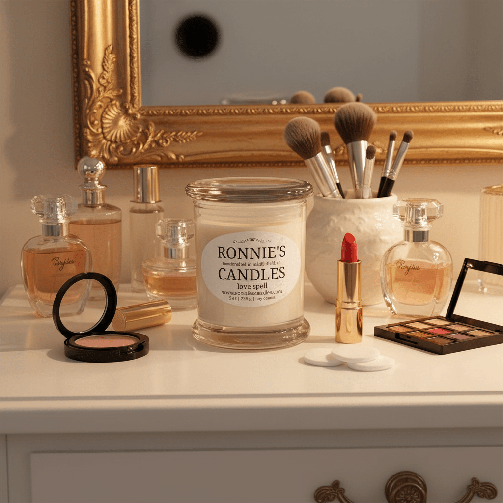 Love Spell soy candle offering a romantic ambiance with natural, aromatic ingredients for an enchanting experience.