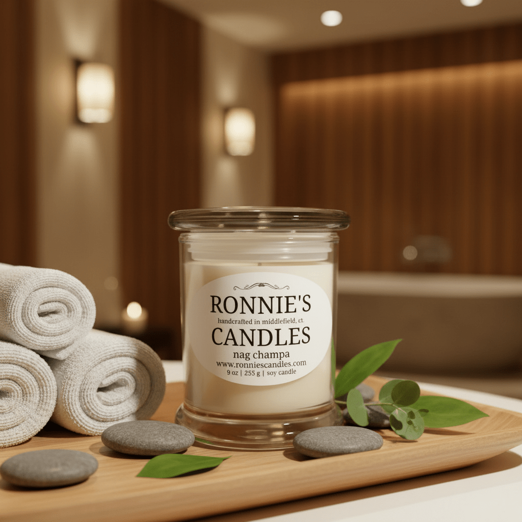 Nag Champa soy candle with old world incense aroma for a calming and spiritual ambiance