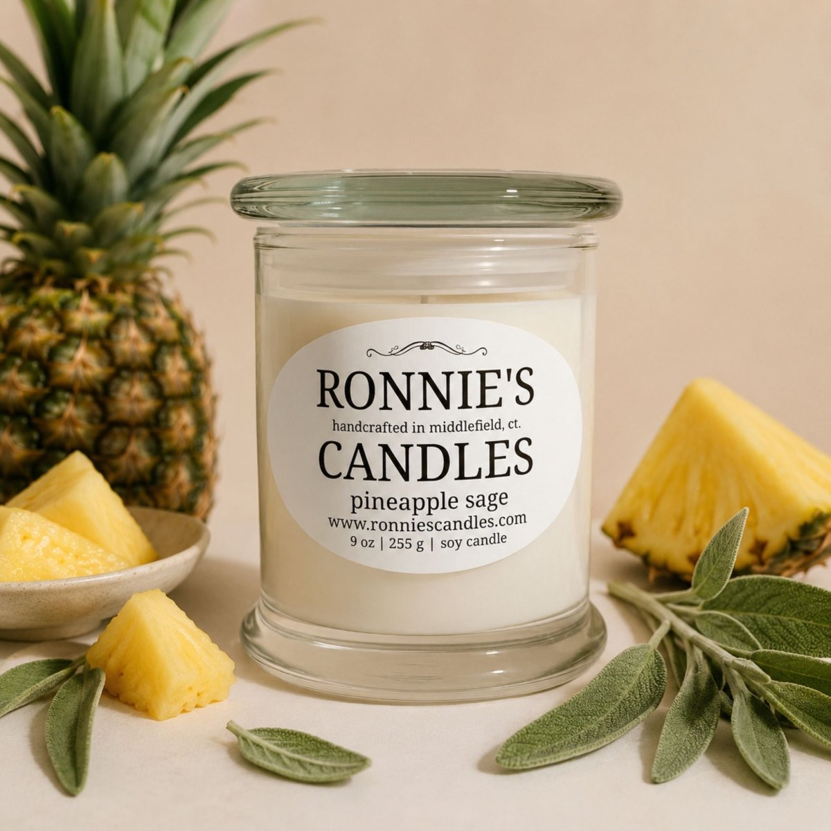 Pineapple Sage 100% Soy Candle - Ronnie's Candles LLC