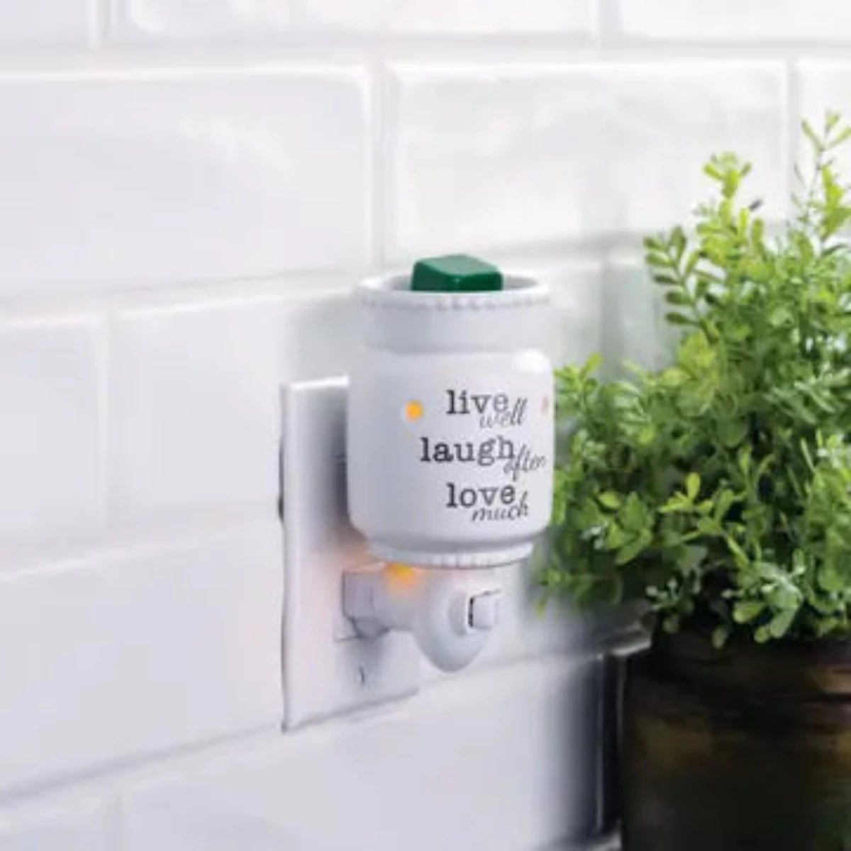 Elegant Wax Warmer with Live Laugh Love Design, ideal for soy melts, enhancing home ambiance