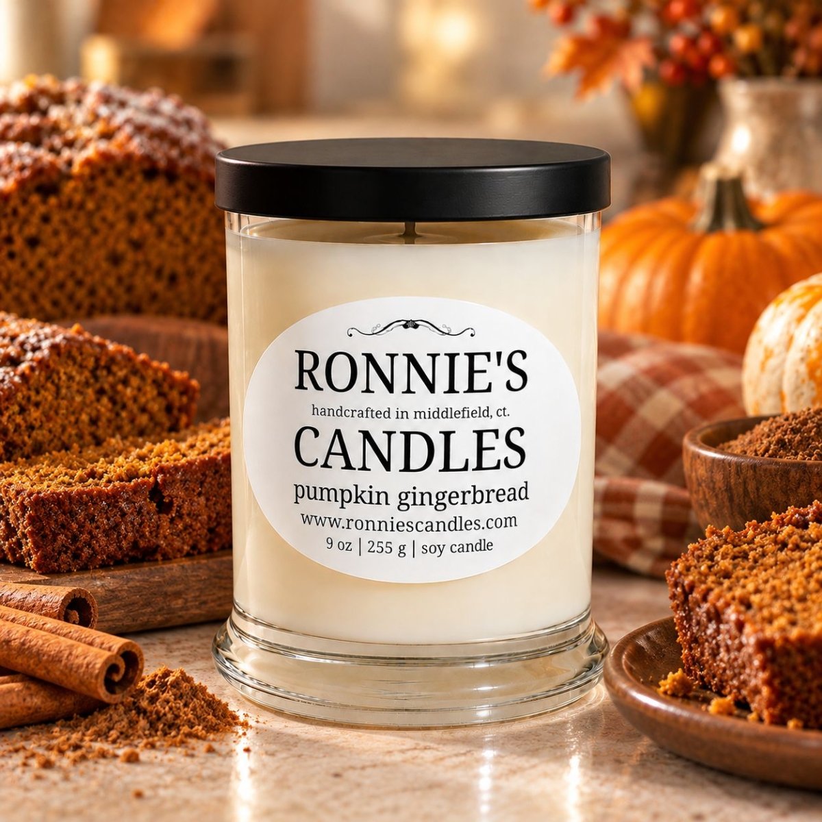 Pumpkin Gingerbread 100% Soy Candle - Ronnie's Candles LLC