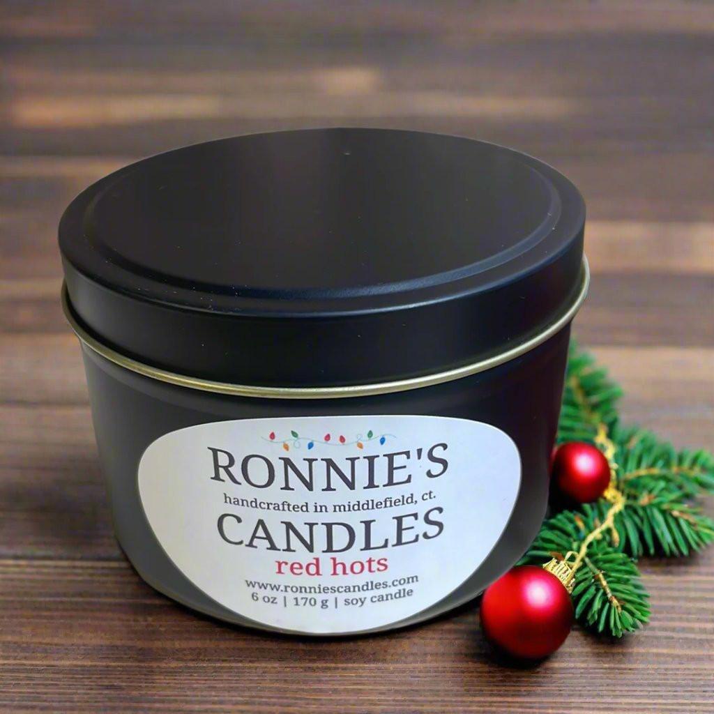 Red Hots soy candle with cinnamon and candy aroma, perfect for cozy, festive ambiance