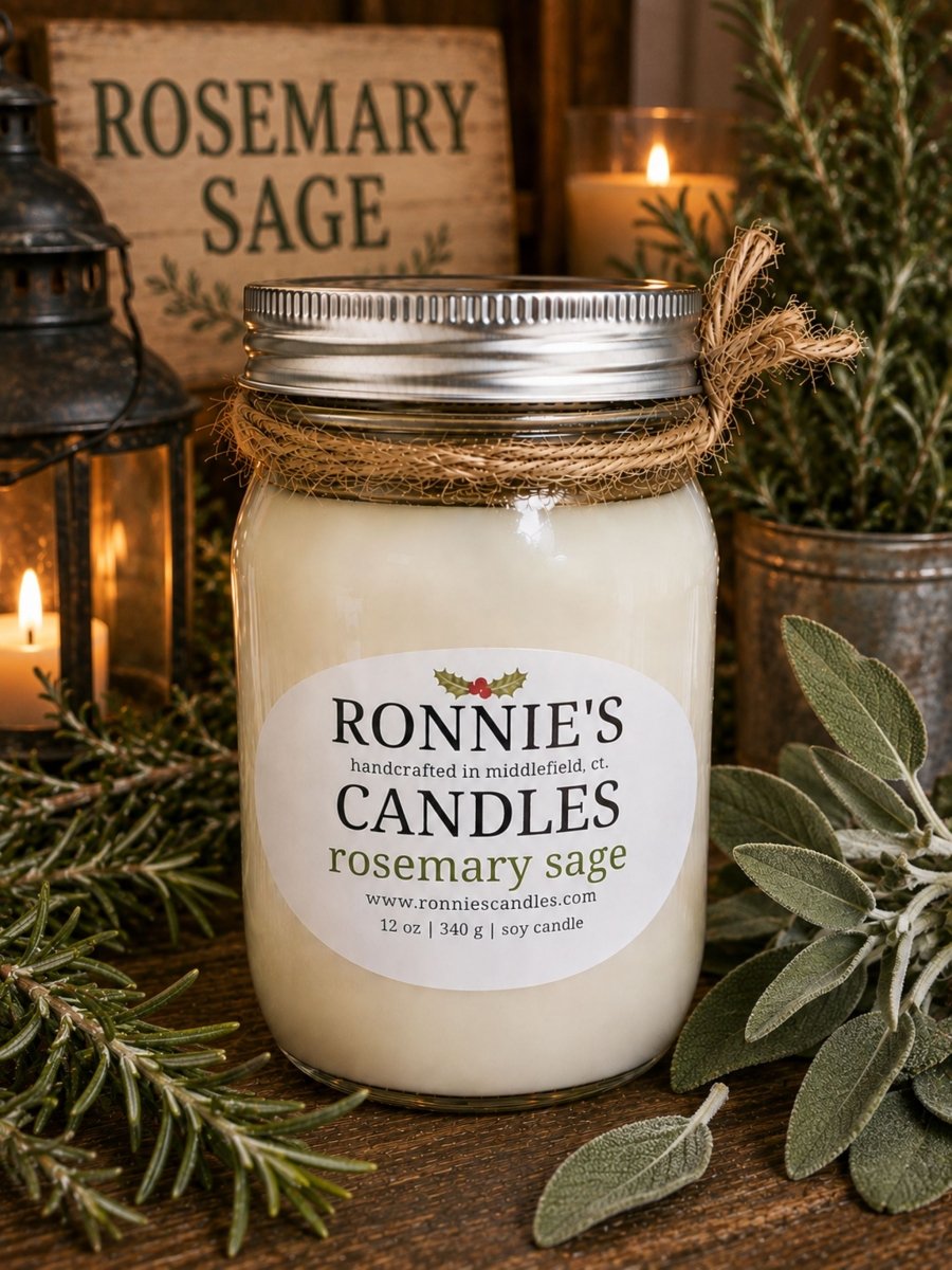 Rosemary Sage 100% Soy Candle - Ronnie's Candles LLC