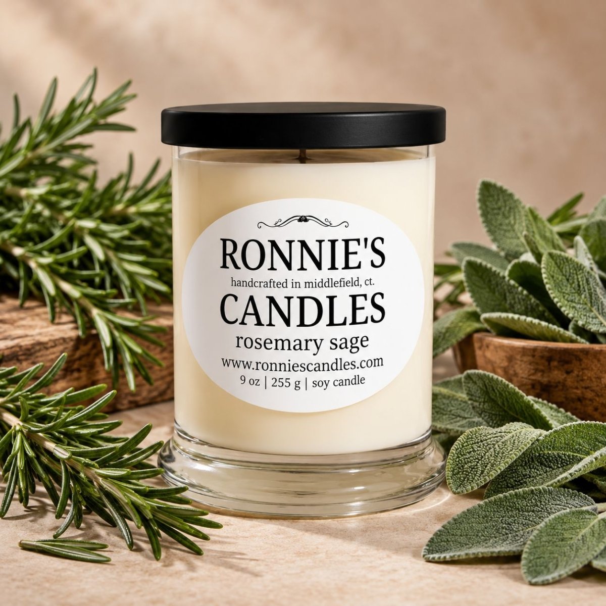 Rosemary Sage 100% Soy Candle - Ronnie's Candles LLC