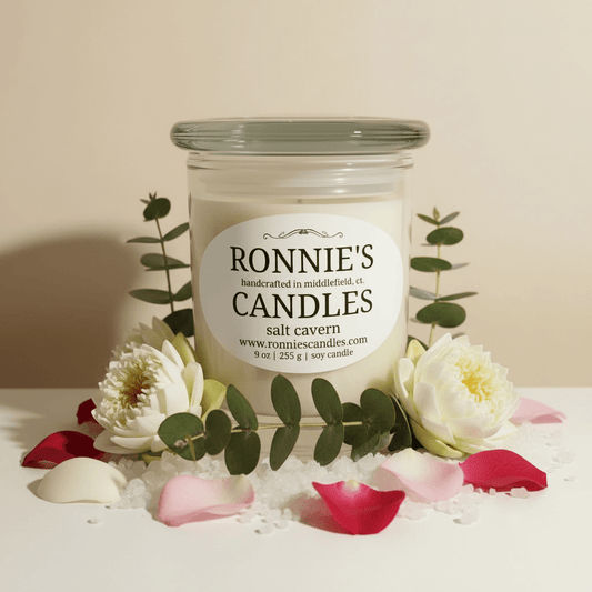 Salt cavern eco friendly soy candle, long lasting natural fragrance for sustainable ambiance