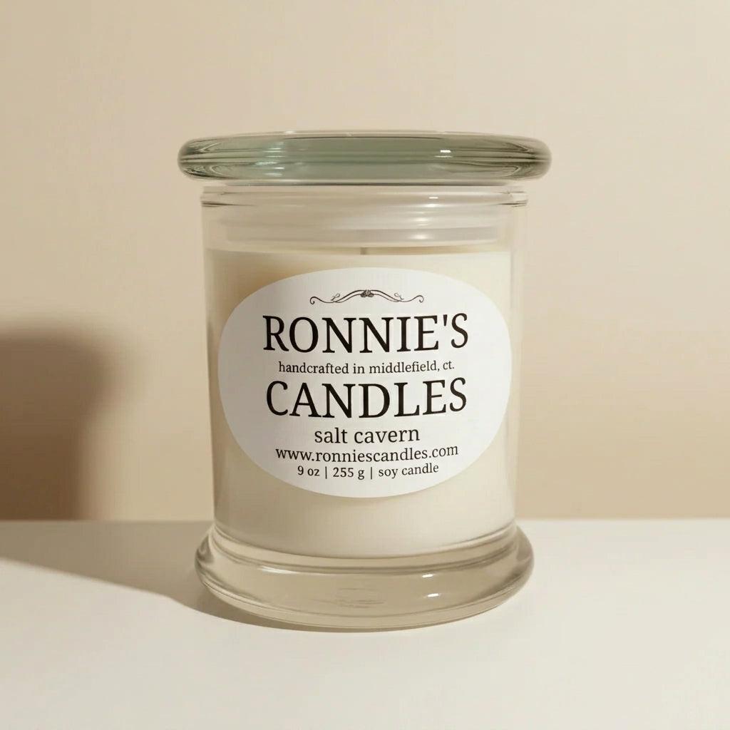 Salt cavern eco friendly soy candle, long lasting natural fragrance for sustainable ambiance