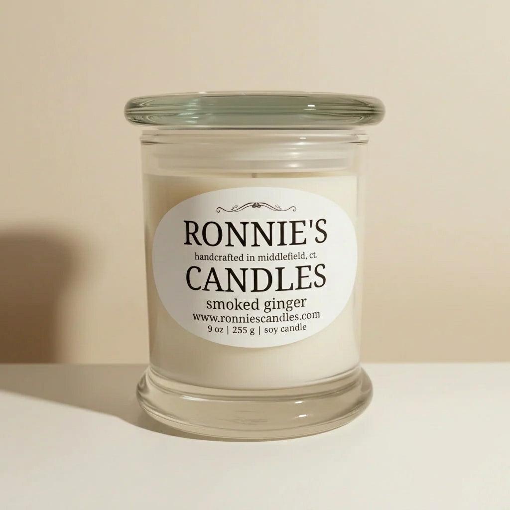 Smoked ginger and soy candle blending natural scents for a warm, cozy ambiance and eco-friendly home fragrance.