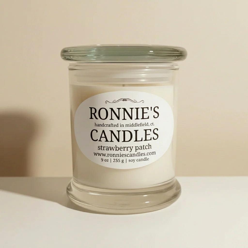 Clean burning soy candle with fresh strawberry scent promoting a healthy environment