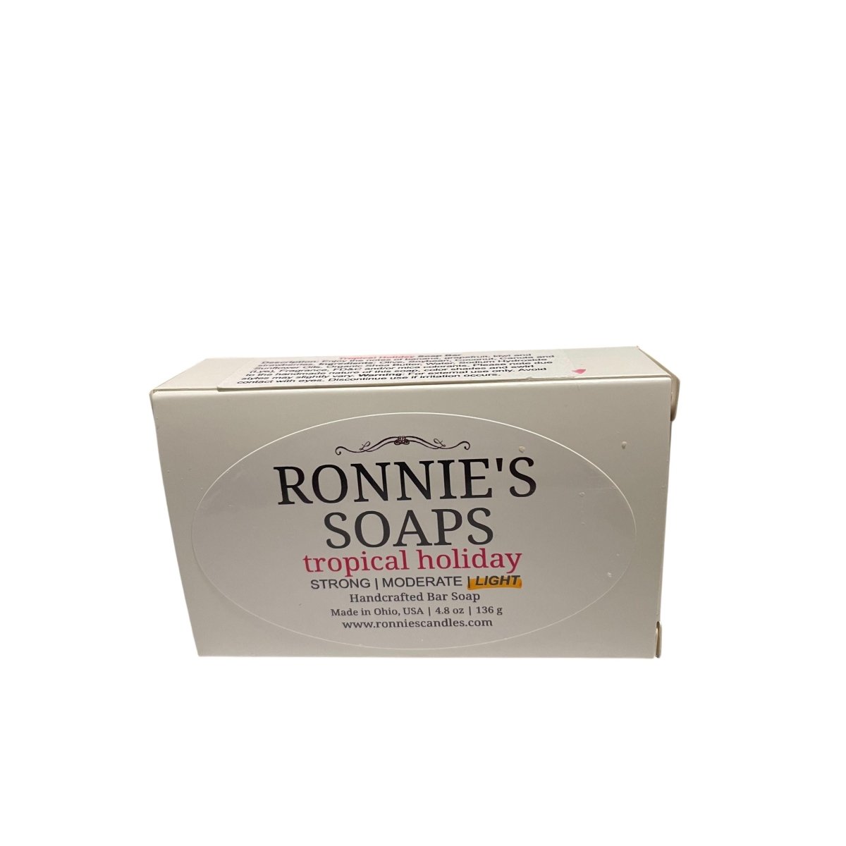 Tropical holiday soap bar infused with exotic tropical fragrance for a refreshing and aromatic bathing experience