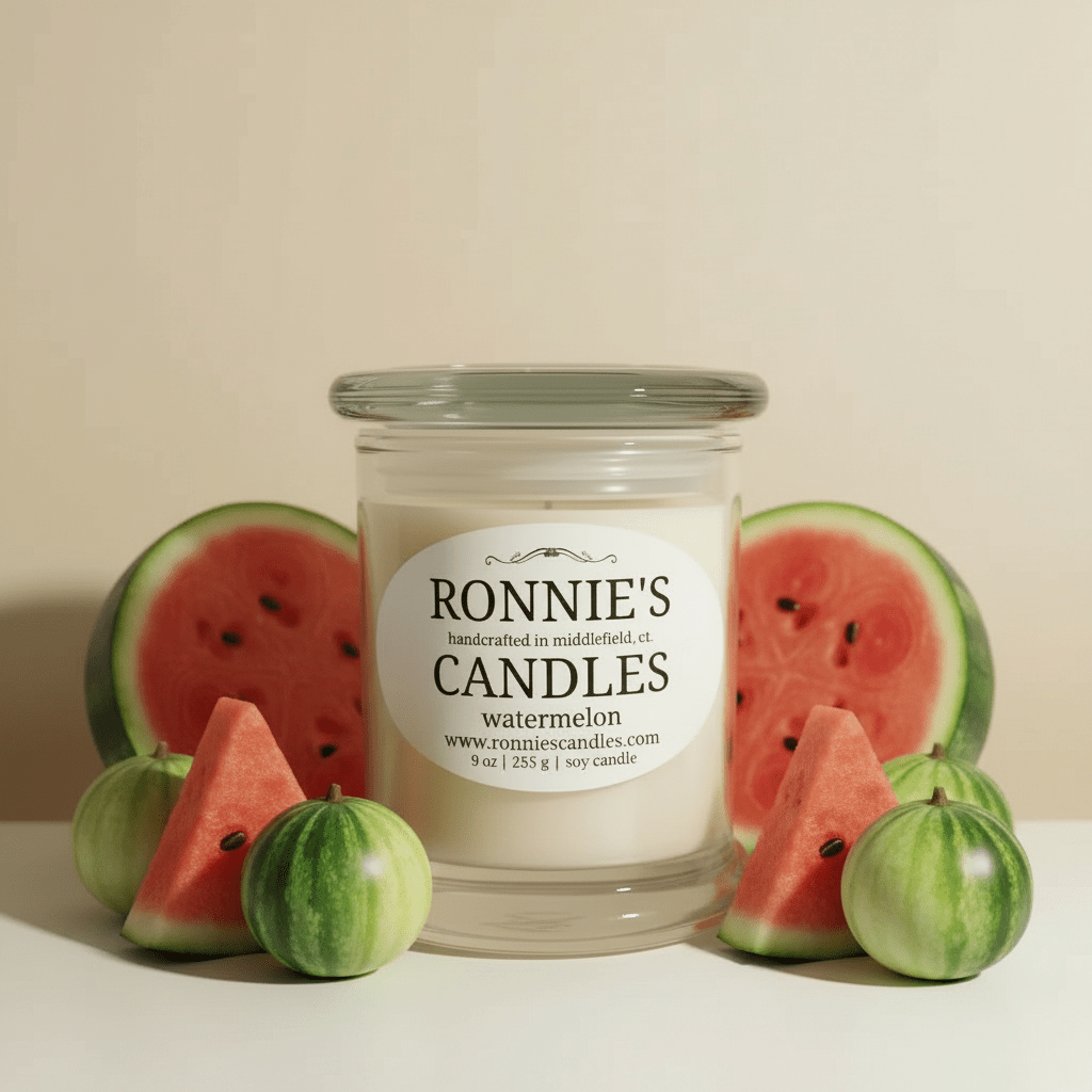 Watermelon soy candle with fruit scented aroma, perfect summer candle for a refreshing ambiance